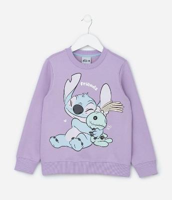 Casaco Infantil com Estampa Stitch e Xepa Abraçados - Tam 1 a 14 Anos
