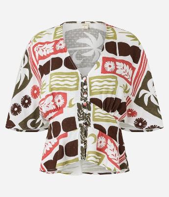 Blusa em Viscose com Estampa Geométrica Tropical
