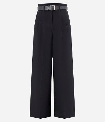 Calça Wide Leg em Alfaiataria com Pregas e Cinto