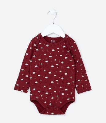 Body Infantil em Ribana com Estampa Floral - Tam RN a 18 meses