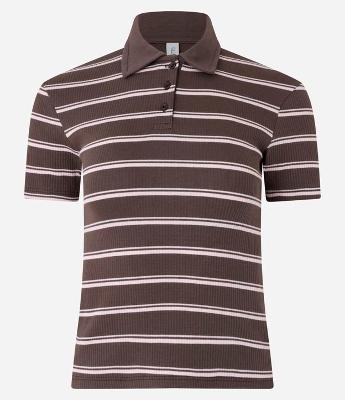Blusa em Ribana com Listras e Gola Polo