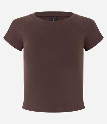 Blusa Curta em Suedine com Cava Raglan
