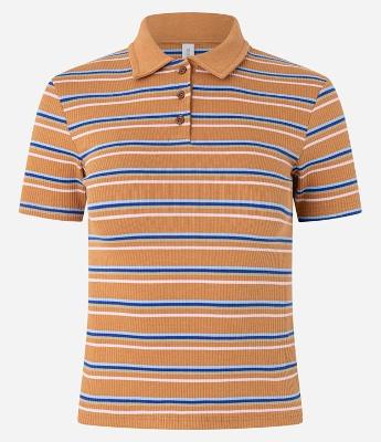 Blusa em Ribana com Golinha Polo e Listras