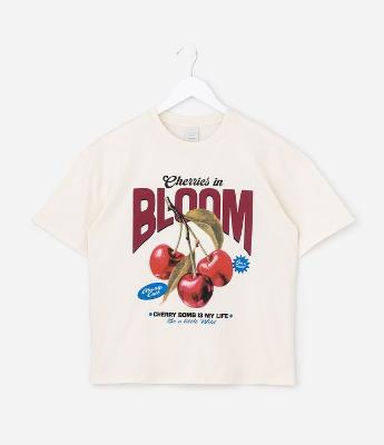 Camiseta Infantil com Estampa Cerejas - Tam 5 a 14 Anos