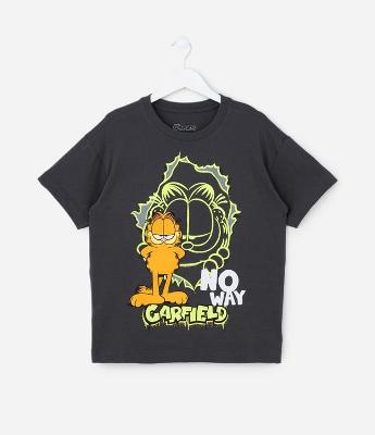 Camiseta Oversized Infantil Estampa do Garfield - Tam 5 a 14 Anos