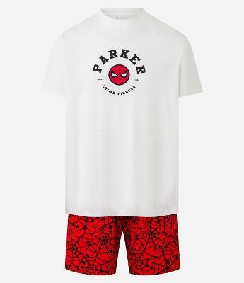 Pijama Curto com Estampa Lettering Homem Aranha