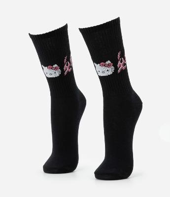 Meia Cano Alto com Estampa Tribal da Hello Kitty