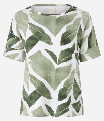 Camisa em Viscose com Estampa Folhagem de Efeito Estonado