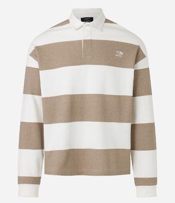 Camisa Polo em Algodão com Estampa de Listras e Lettering