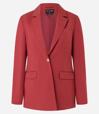 Blazer Boho Alfaiatado com Lapelas e Bolso no Peito