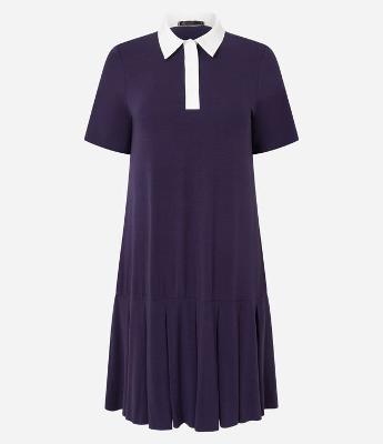 Vestido Curto Sportcore em Ribana com Gola Polo
