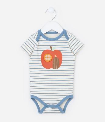 Body Infantil com Estampa Interativa Casinha Maçã - Tam 0 a 18 meses