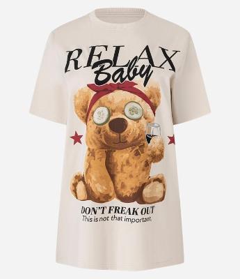 Camiseta T-shirt em Algodão com Estampa de Urso Relax Baby