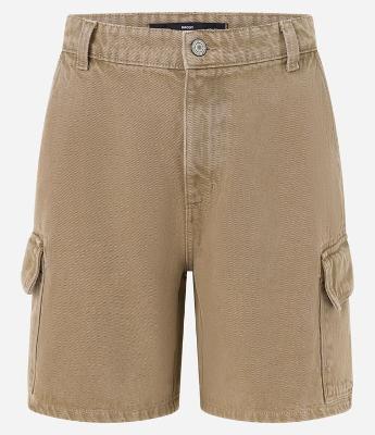 Bermuda Baggy Cropped em Sarja com Bolso Cargo