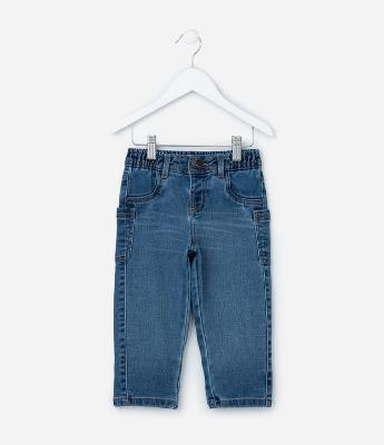 Calça Infantil em Jeans com Bolsos Laterais - Tam 1 a 6 Anos