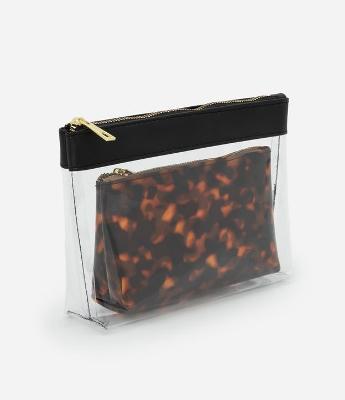 Kit 02 Nécessaire com Transparência e Estampa Animal Print Tartaruga