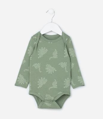 Body Infantil com Estampa Dinossauros - Tam RN a 18 meses