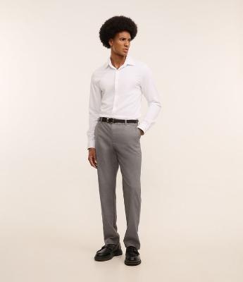 Calça Slim em Viscose Alfaiatada com Estampa Xadrez em Fio Tinto