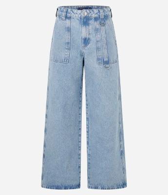 Calça Loose em Jeans com Bolso Carpinteiro