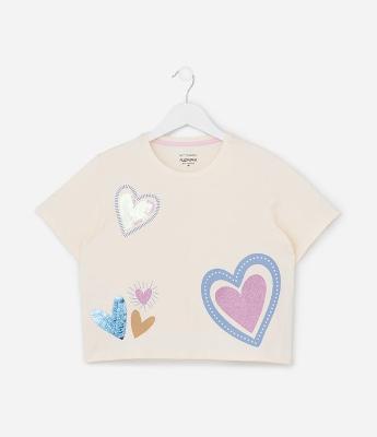 Blusa Cropped Infantil com Bordado em Paetês - Tam 5 a 14 Anos