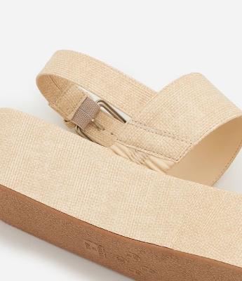 Sandália Flatform com Tiras e Efeito Linho