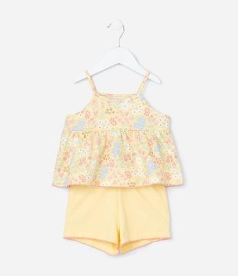 Conjunto Infantil com Estampa Floral - Tam 1 a 6 Anos