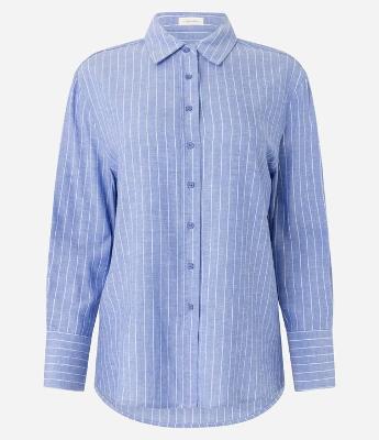 Camisa Listrada em Viscolinho com Fio Tinto
