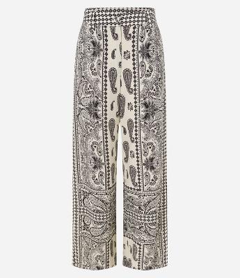 Calça Boho Wide Leg em Viscolinho com Estampa Paisley
