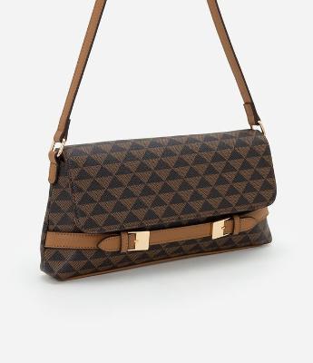 Bolsa Shoulder Média com Tampa e Detalhe de Cinto de Dupla Fivela