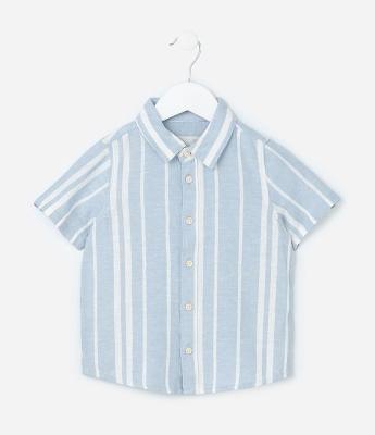Camisa Infantil em Viscolinho com Estampa Listras - Tam 1 a 6 Anos