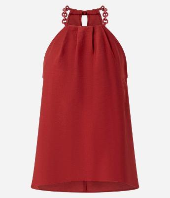 Blusa em Crepe com Corrente na Gola Halter