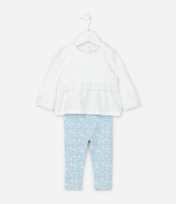Conjunto Infantil com Babadinho e Textura em Broderie - Tam 0 a 18 meses