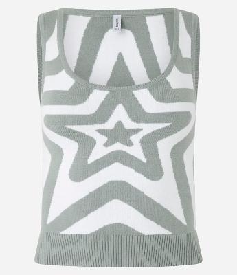 Blusa sem Manga em Tricô com Estampa de Estrela