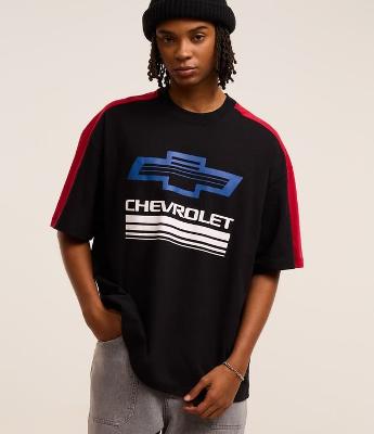Camiseta Oversized em Malhão com Estampa Chevrolet