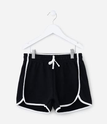 Short Runner Infantil em Moletom com Acabamento Contrastante - Tam 5 a 14 anos