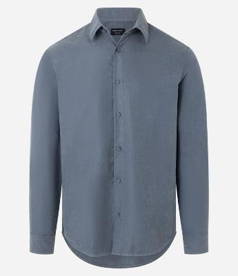 Camisa Regular em Sarja com Abotoamento
