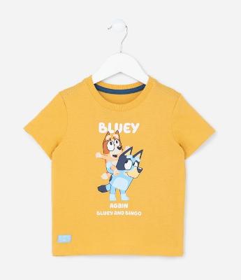 Camiseta Infantil com Estampa Bluey e Bingo - Tam 2 a 6 Anos