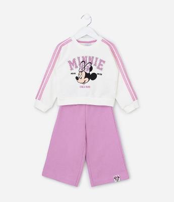 Conjunto Infantil com Bordado Paetê e Estampa Minnie - Tam 1 a 6 Anos