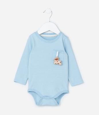 Body Infantil Texturizado com Bolsinho Interativo - Tam RN a 18 meses