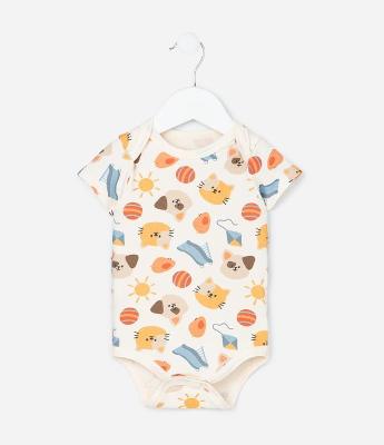 Body Infantil com Estampa de Bichinhos - Tam 0 a 18 meses