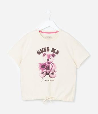 Pijama Infantil com Amarração e Estampa Urso - Tam 5 a 12 Anos