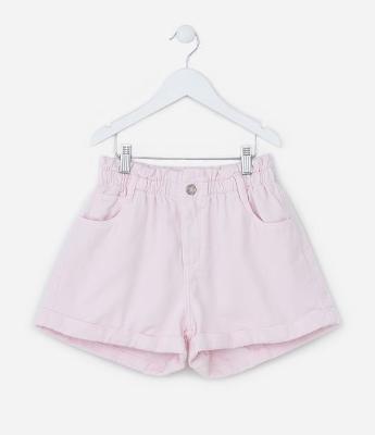 Short Clochard Infantil em Sarja com Cós Elástico - Tam 5 a 14 anos