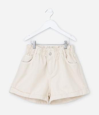 Short Clochard Infantil em Sarja com Cós Elástico - Tam 5 a 14 anos