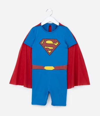 Macacão Infantil com Estampa Super-Homem com Capa - Tam 3 a 8 Anos