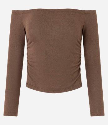 Blusa em Tricô com Decote Ombro a Ombro