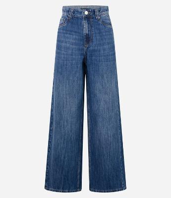 Calça Wide Leg em Jeans com Cós Alfaiatado
