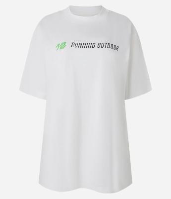 Camiseta Alongada em Algodão com Estampa em Lettering