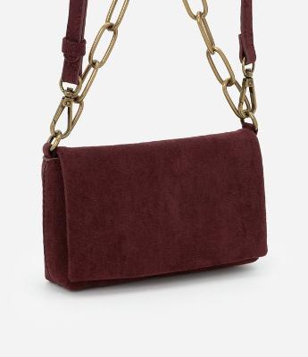 Bolsa Transversal Pequena com Tampa e Alça Média de Corrente