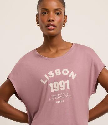 Camiseta Esportivo em Modal com Estampa Lisbon