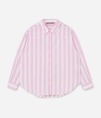 Camisa em Tricoline com Listras Curve & Plus Size